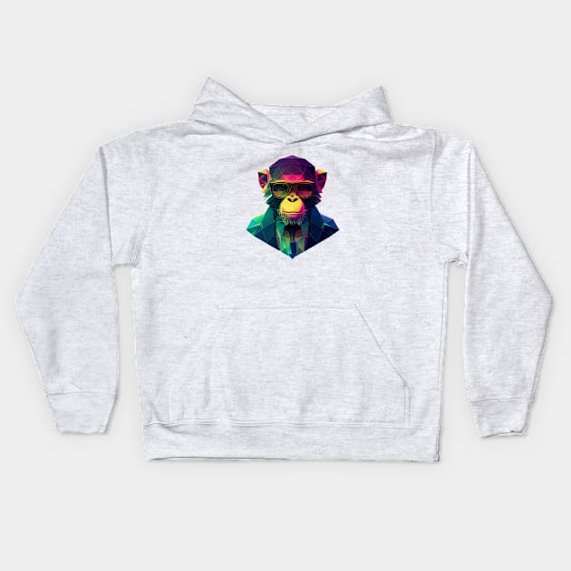 Polygonal monkey Kids Hoodie by stkUA